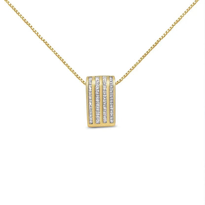 14k Yellow Gold 2 1/3 Cttw Princess Cut Diamond Block Pendant Necklace (h-i Si1-si2) - Fine Jewelry us Direct