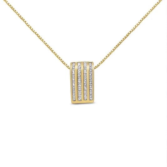 14k Yellow Gold 2 1/3 Cttw Princess Cut Diamond Block Pendant Necklace (h-i Si1-si2) - Fine Jewelry us Direct