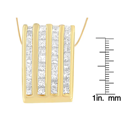 14k Yellow Gold 2 1/3 Cttw Princess Cut Diamond Block Pendant Necklace (h-i Si1-si2) - Fine Jewelry us Direct