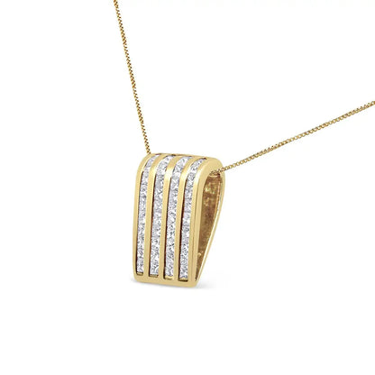 14k Yellow Gold 2 1/3 Cttw Princess Cut Diamond Block Pendant Necklace (h-i Si1-si2) - Fine Jewelry us Direct