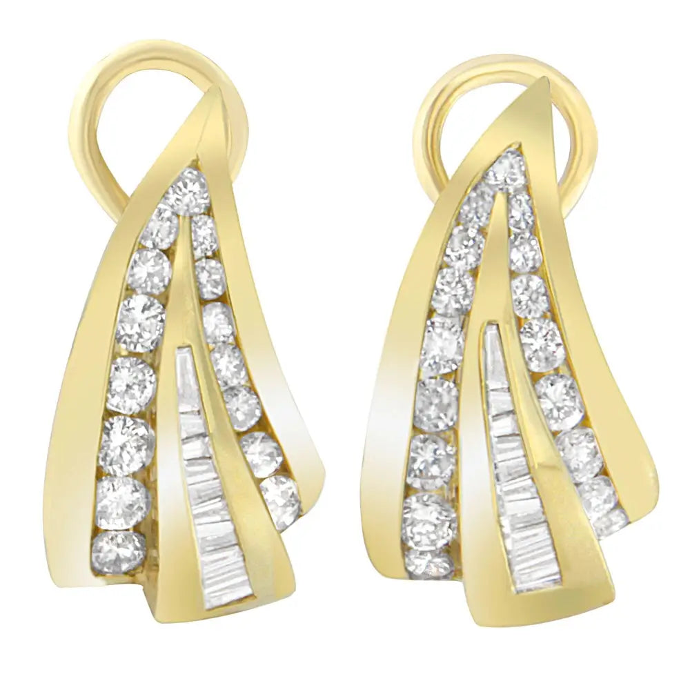 14k Yellow Gold 2 1/4 Cttw Diamond Huggy Earrings (i-j Si1-i2) - Fine Jewelry us Direct