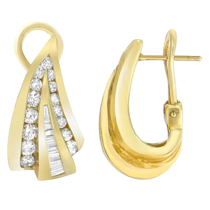 14k Yellow Gold 2 1/4 Cttw Diamond Huggy Earrings (i-j Si1-i2) - Fine Jewelry us Direct