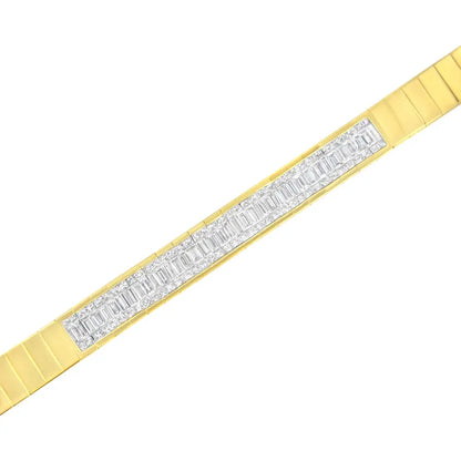 14k Yellow Gold 2 3/8 Cttw Princess and Baguette-cut Diamond Tennis Bracelet (i-j Color Si1-si2 Clarity) - Size 7.25