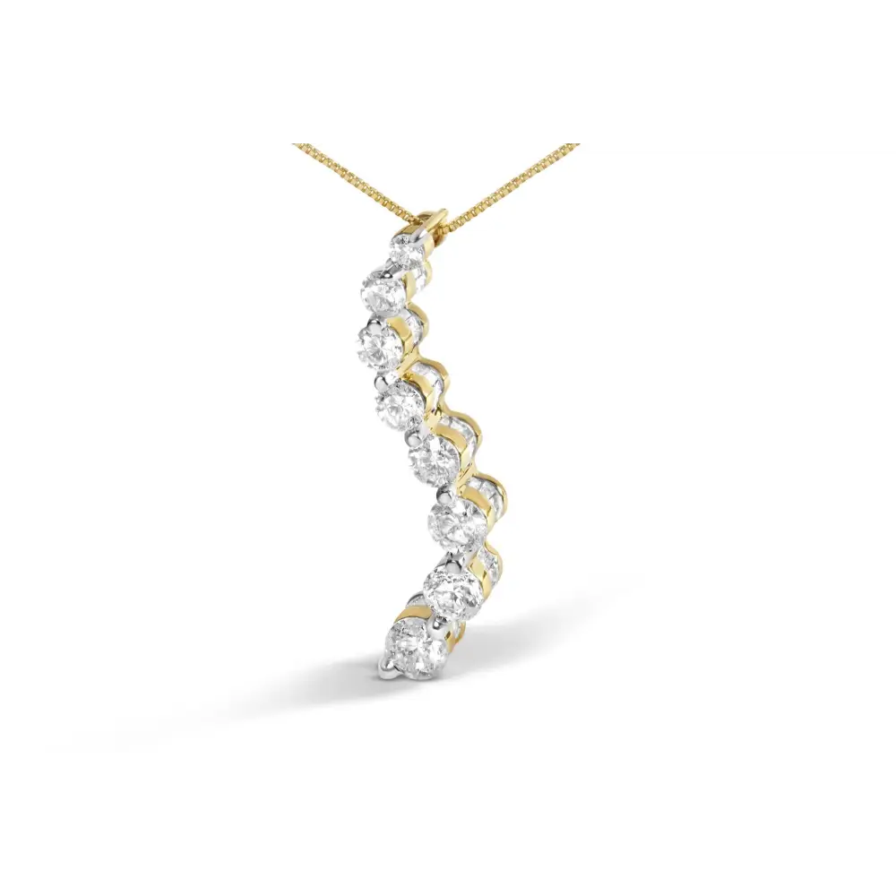 14k Yellow Gold 3.0 Cttw Baguette and Brilliant Round-cut Diamond Journey 18’’ Pendant Necklace (i-j Color I2-i3