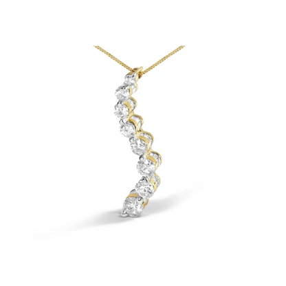 14k Yellow Gold 3.0 Cttw Baguette and Brilliant Round-cut Diamond Journey 18’’ Pendant Necklace (i-j Color I2-i3