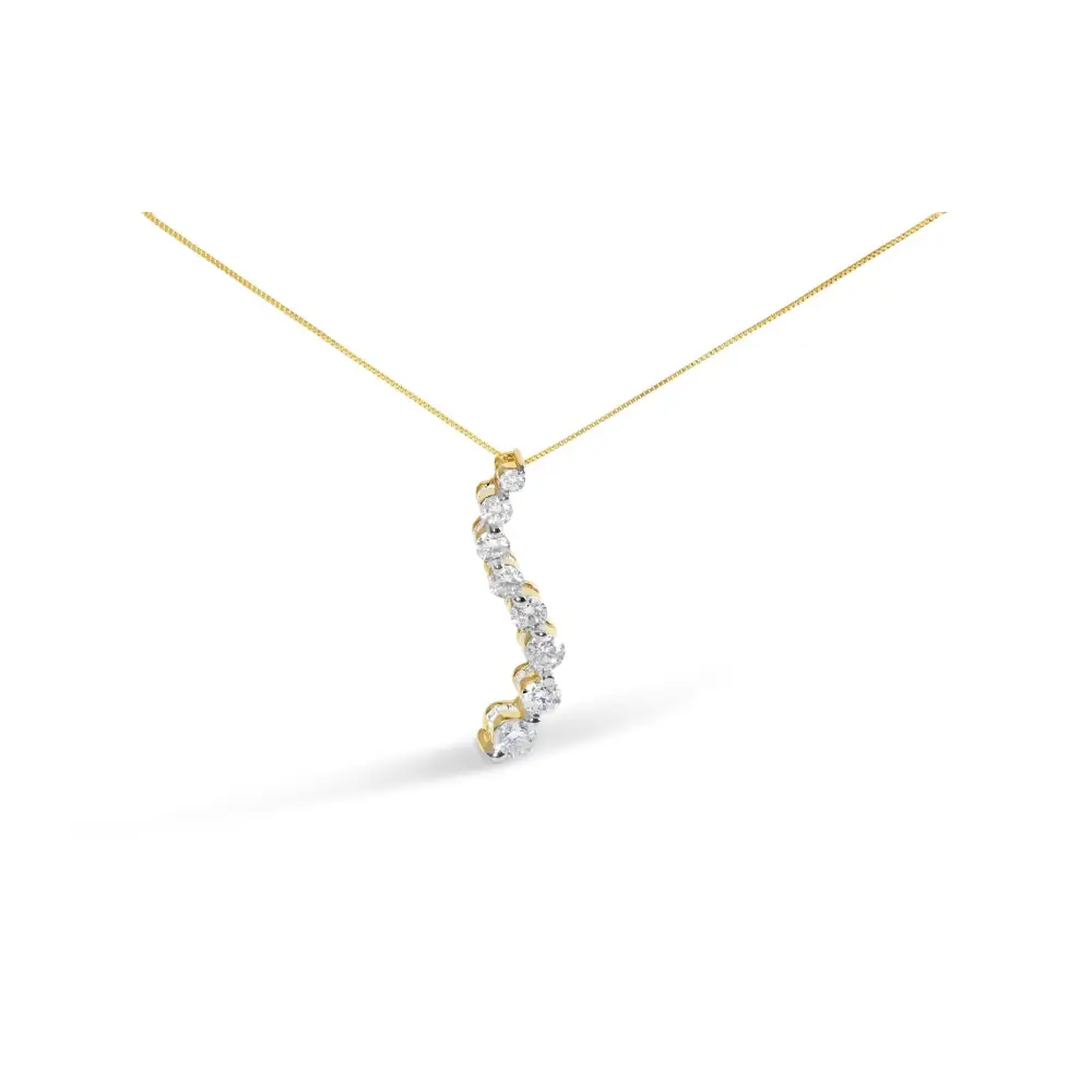 14k Yellow Gold 3.0 Cttw Baguette and Brilliant Round-cut Diamond Journey 18’’ Pendant Necklace (i-j Color I2-i3