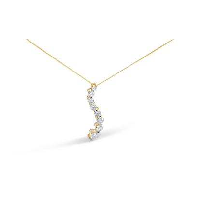 14k Yellow Gold 3.0 Cttw Baguette and Brilliant Round-cut Diamond Journey 18’’ Pendant Necklace (i-j Color I2-i3