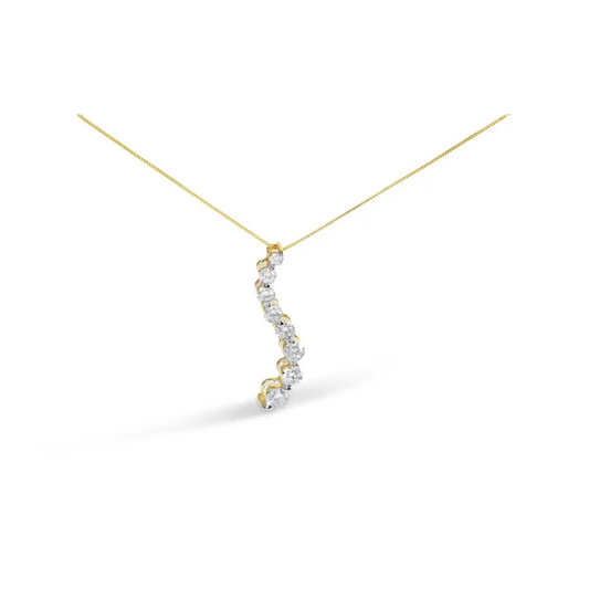 14k Yellow Gold 3.0 Cttw Baguette and Brilliant Round-cut Diamond Journey 18’’ Pendant Necklace (i-j Color I2-i3