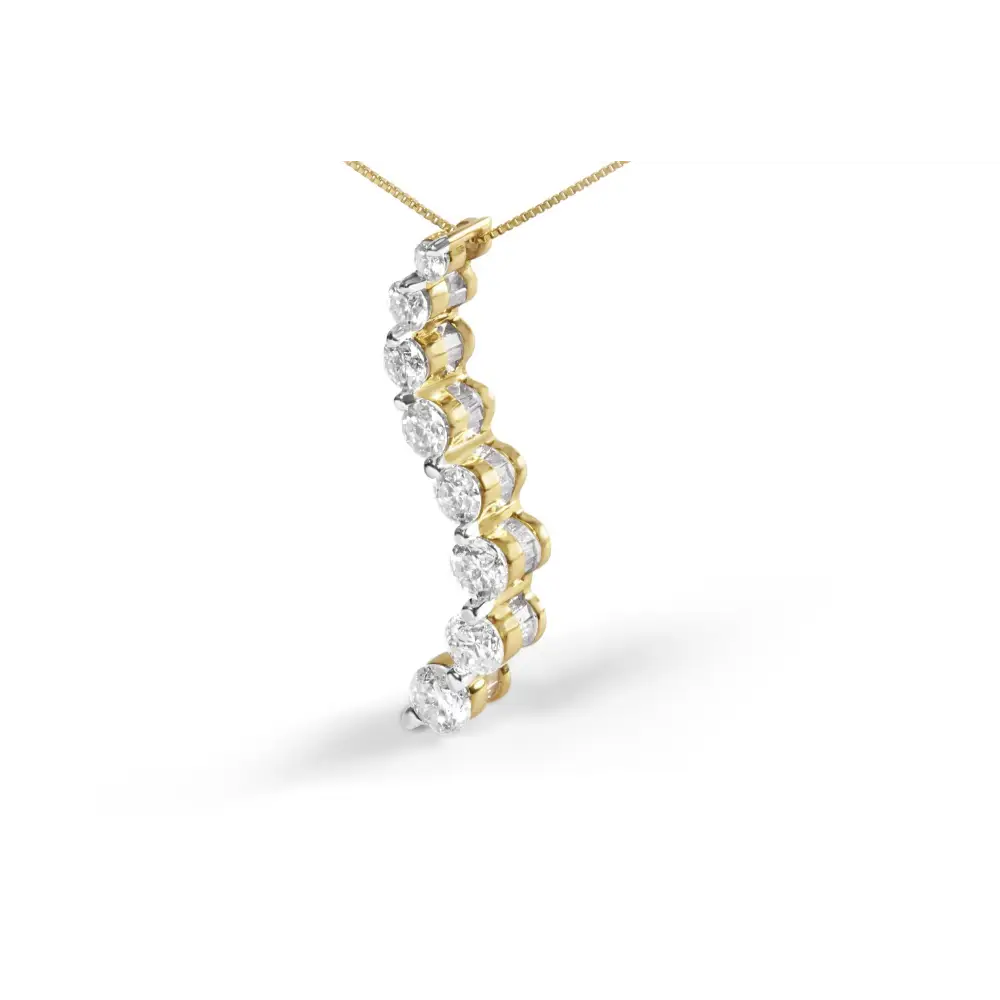 14k Yellow Gold 3.0 Cttw Baguette and Brilliant Round-cut Diamond Journey 18’’ Pendant Necklace (i-j Color I2-i3