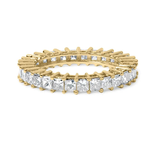 14k Yellow Gold 3.0 Cttw Shared Prong-set Princess-cut Diamond Eternity Band Ring (h-i Color Si1-si2 Clarity) - Fine