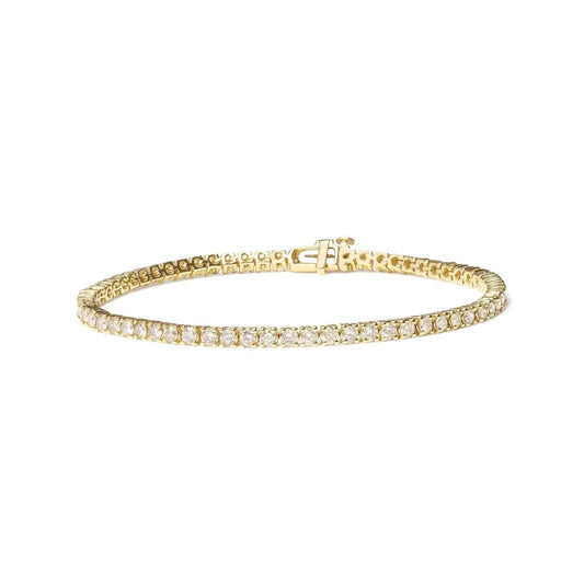 14k Yellow Gold 3.00 Cttw 4 Prong Set Round Brilliant Cut Diamond Tennis 7.25’’ Bracelet (j-k Color I1-i2 Clarity)