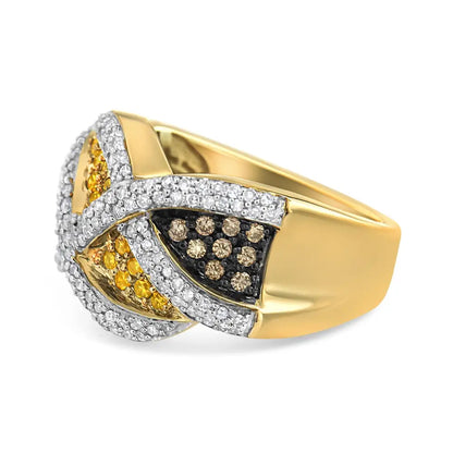 14k Yellow Gold 3/4 Cttw Champagne and Round-cut Diamond Ring (i-j Color I2-i3 Clarity) - 7 - Fine Jewelry us Direct