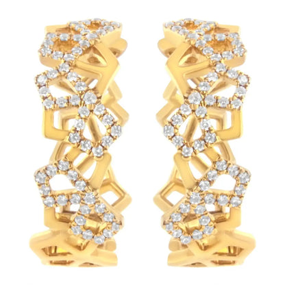 14k Yellow Gold 3/4 Cttw Diamond Honeycomb Hoop Earrings (g-h Color Si1-si2 Clarity) - 24mm - Fine Jewelry us Direct