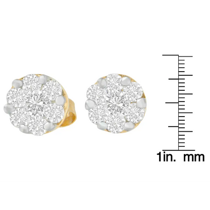 14k Yellow Gold 3/4 Cttw Round Cut Diamond Stud Earring (i-j Si2-i1) - Fine Jewelry us Direct