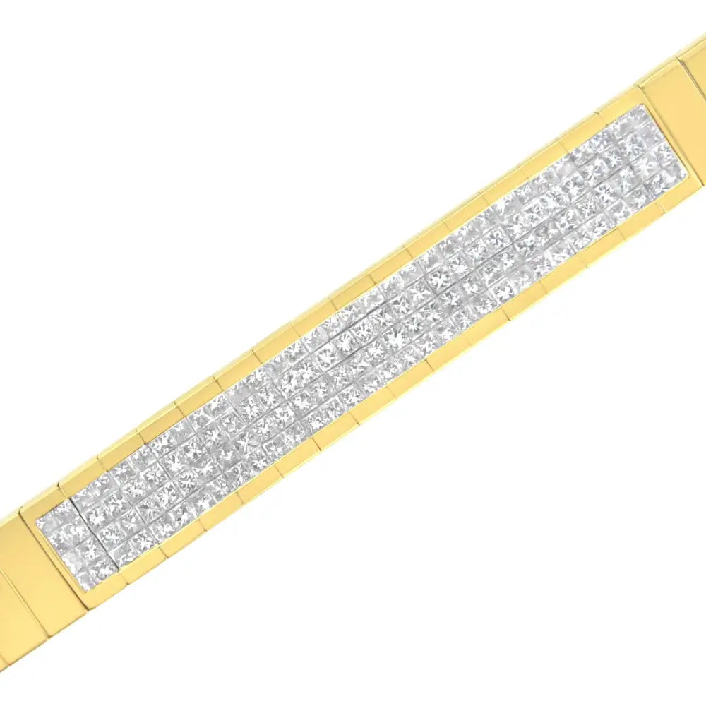 14k Yellow Gold 3 5/8 Cttw Invisible Set Princess-cut Diamond Id Tennis Bracelet (i-j Color Si1-si2 Clarity) - Size