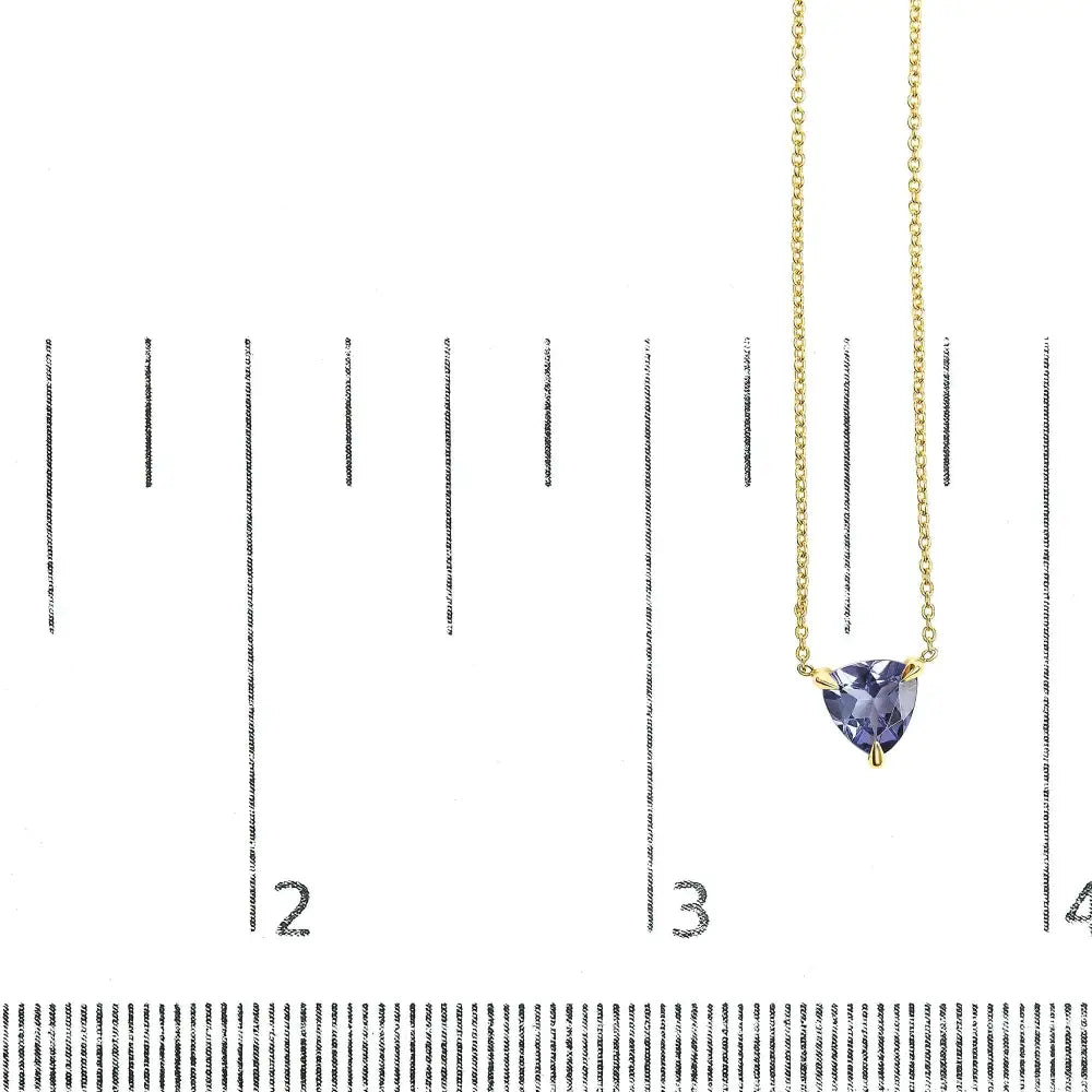 14k Yellow Gold 3-prong Martini Set Blue Tanzanite Trillion Solitaire 18’’ Pendant Necklace - Fine Jewelry us Direct