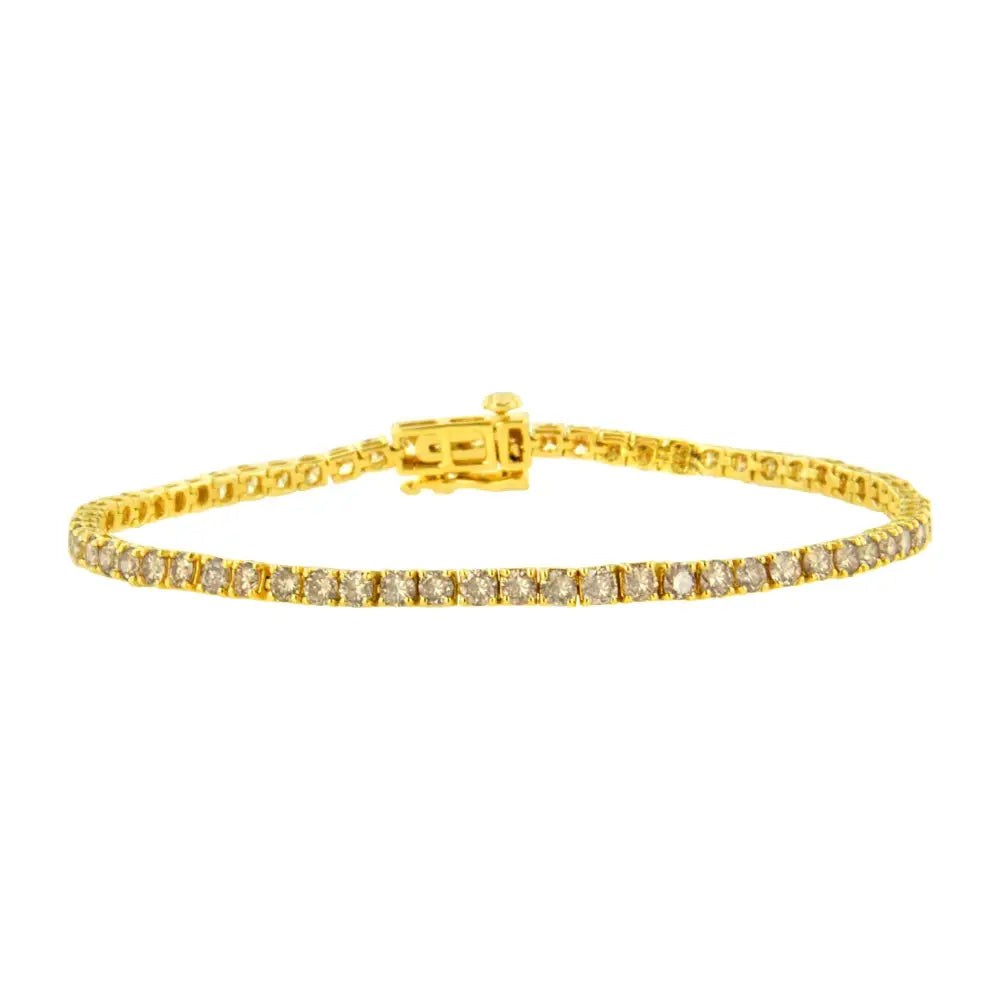 14k Yellow Gold 4.0 Cttw Round Brilliant Cut Diamond Prong Set Classic Tennis Bracelet (j-k Color Si2-i1 Clarity)