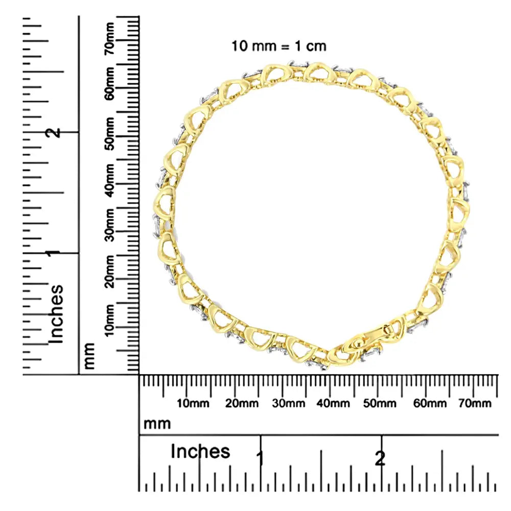 14k Yellow Gold 4.0 Cttw ?X’-link Round-cut Diamond Bracelet (i-j Color Si2-i1 Clarity) - Size 7.25 - Fine Jewelry