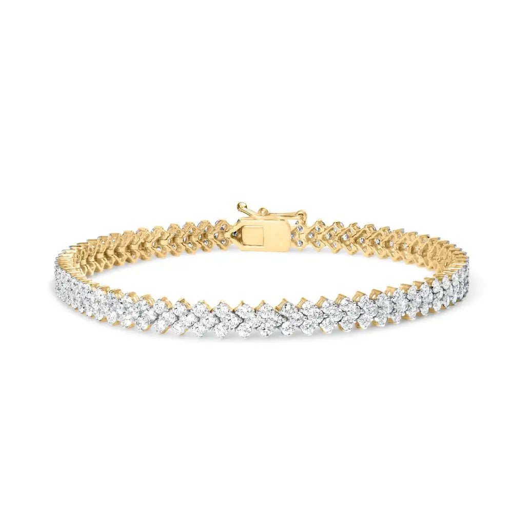 14k Yellow Gold 4.00 Cttw Diamond Trio Cluster Link Bracelet (h-i Color I1-i2 Clarity) - 7’’ - Fine Jewelry us Direct