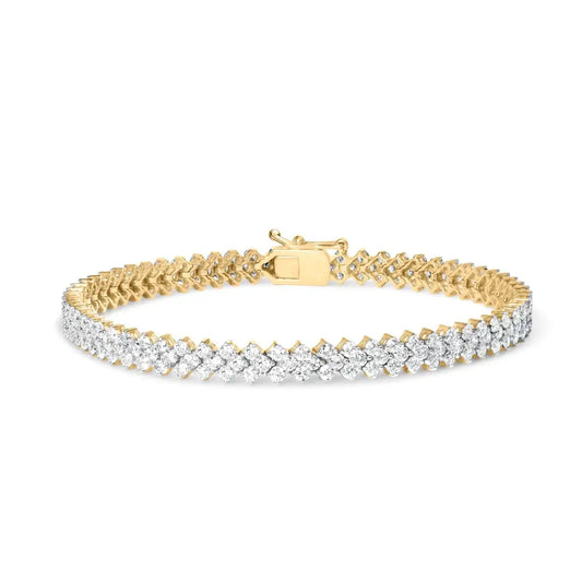 14k Yellow Gold 4.00 Cttw Diamond Trio Cluster Link Bracelet (h-i Color I1-i2 Clarity) - 7’’ - Fine Jewelry us Direct