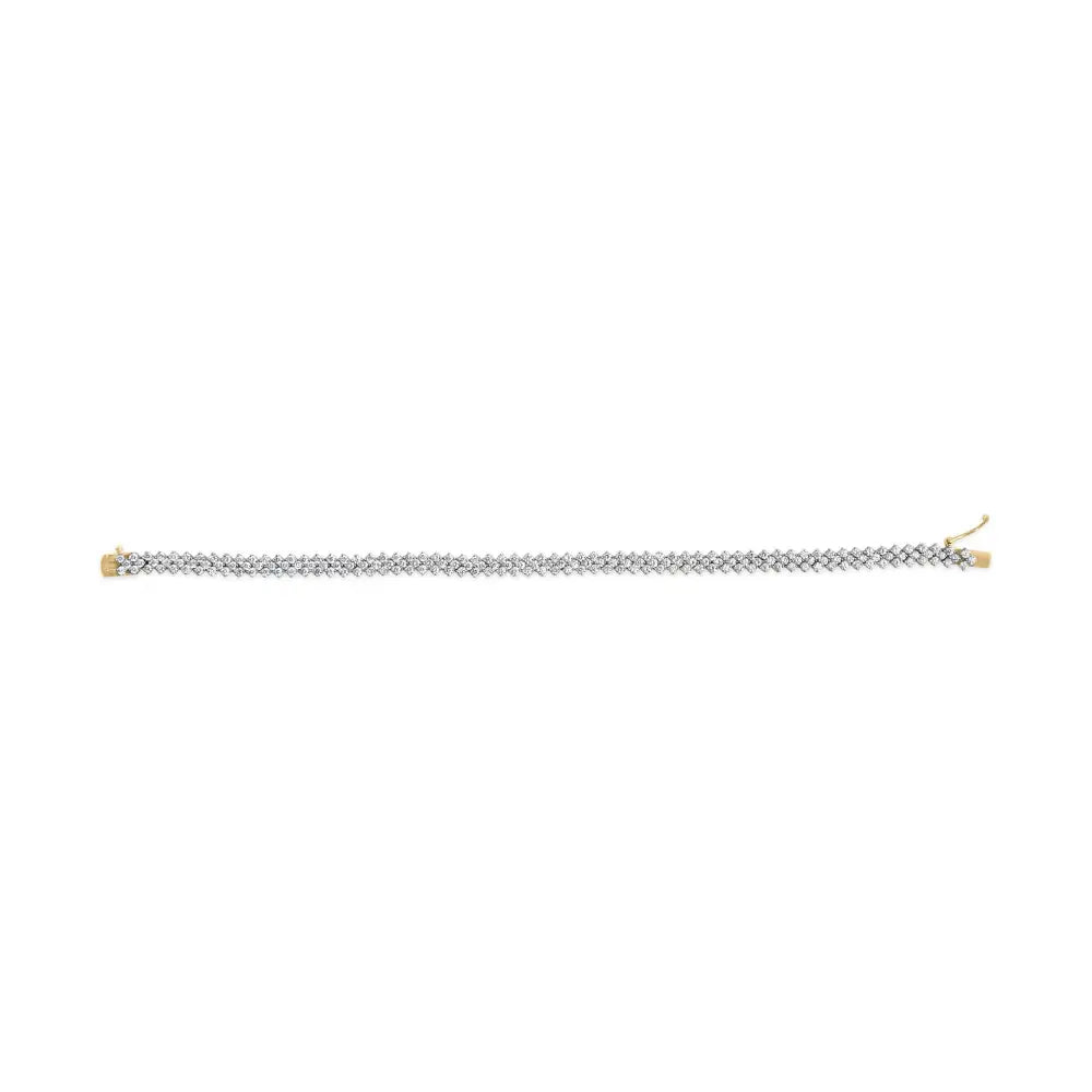 14k Yellow Gold 4.00 Cttw Diamond Trio Cluster Link Bracelet (h-i Color I1-i2 Clarity) - 7’’ - Fine Jewelry us Direct