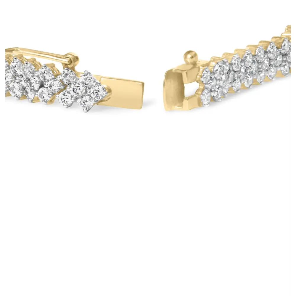 14k Yellow Gold 4.00 Cttw Diamond Trio Cluster Link Bracelet (h-i Color I1-i2 Clarity) - 7’’ - Fine Jewelry us Direct