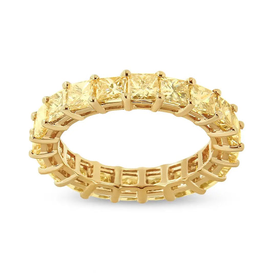 14k Yellow Gold 4.00 Cttw Shared Prong Set Princess Cut Diamond Eternity Band Ring (j-k Color Vs1-vs2 Clarity) - Fine