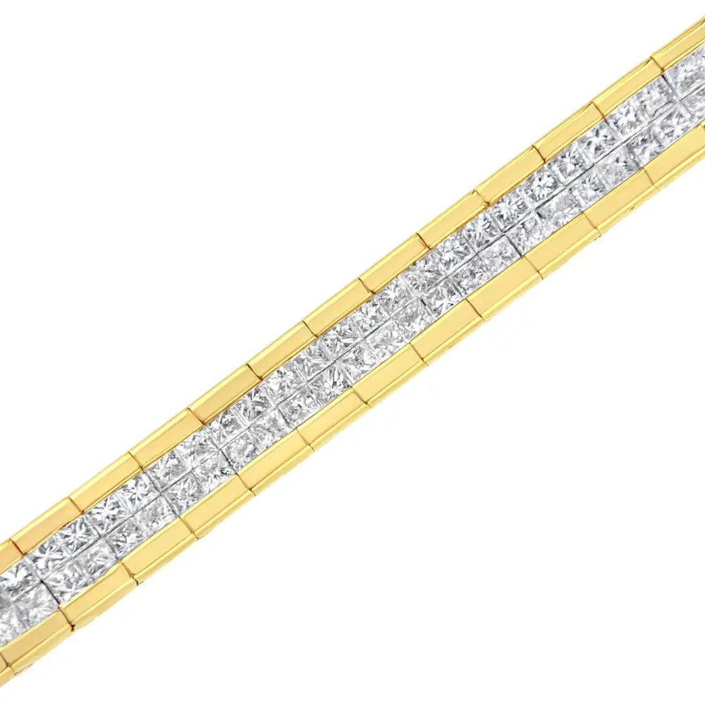 14k Yellow Gold 4 5/8 Cttw Invisible Set Princess-cut Diamond Id Tennis Bracelet (i-j Si1-si2) - 7’’ - Fine Jewelry