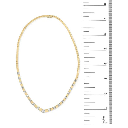 14k Yellow Gold 4/5 Cttw Diamond Cluster and Bar Set Link 3.5 Mm Chain Necklace (g-h Color Vs1-vs2 Clarity) - 16’’