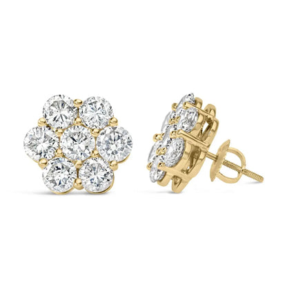 14k Yellow Gold 5.0 Cttw 7 Stone Floral Cluster Lab Grown Diamond Stud Earrings with Screw Backs (f-g Color Vs1-vs2