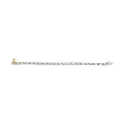 14k Yellow Gold 5.00 Cttw Diamond Three Stone Link Tennis Bracelet (i-j Color Si2-i1 Clarity) - 7’ Inches - Fine