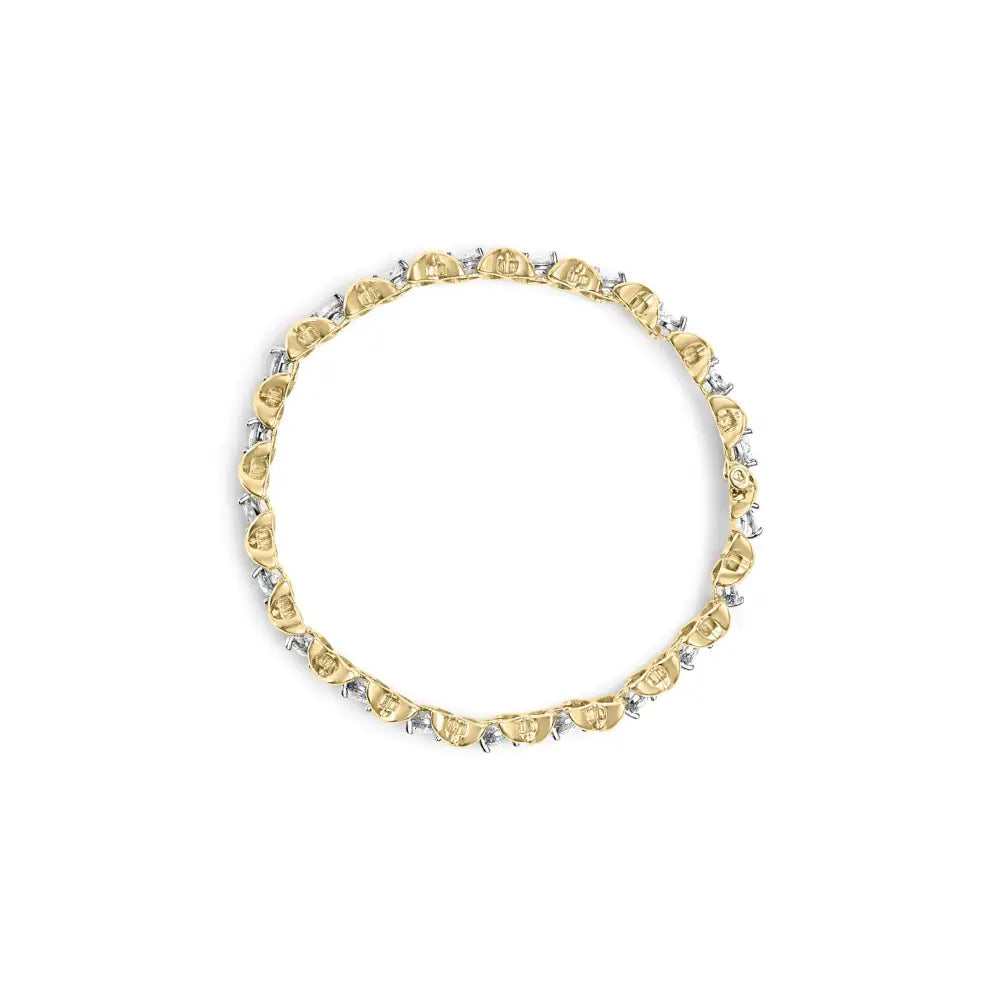 14k Yellow Gold 5.00 Cttw Round-cut Diamond X-link 7.5’’ Bracelet (j-k Color I1-i2 Clarity) - Fine Jewelry us Direct