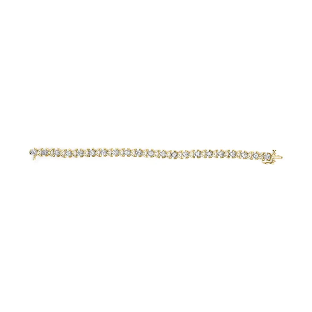 14k Yellow Gold 5.00 Cttw Round-cut Diamond X-link 7.5’’ Bracelet (j-k Color I1-i2 Clarity) - Fine Jewelry us Direct