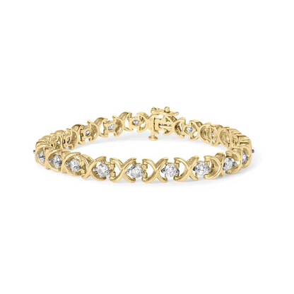 14k Yellow Gold 5.00 Cttw Round-cut Diamond X-link 7.5’’ Bracelet (j-k Color I1-i2 Clarity) - Fine Jewelry us Direct