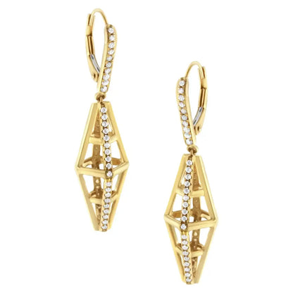 14k Yellow Gold 5/8 Cttw Diamond Geometrical Pillar Drop and Dangle Earrings (g-h Color Si1-si2 Clarity) - Fine Jewelry