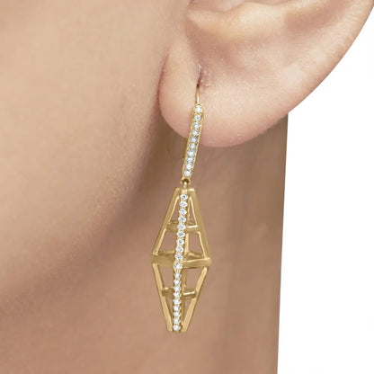 14k Yellow Gold 5/8 Cttw Diamond Geometrical Pillar Drop and Dangle Earrings (g-h Color Si1-si2 Clarity) - Fine Jewelry