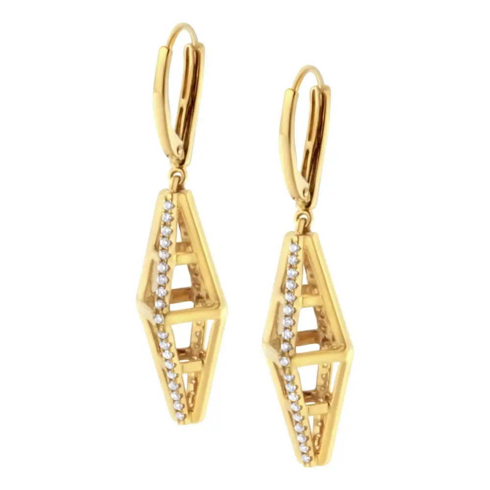 14k Yellow Gold 5/8 Cttw Diamond Geometrical Pillar Drop and Dangle Earrings (g-h Color Si1-si2 Clarity) - Fine Jewelry