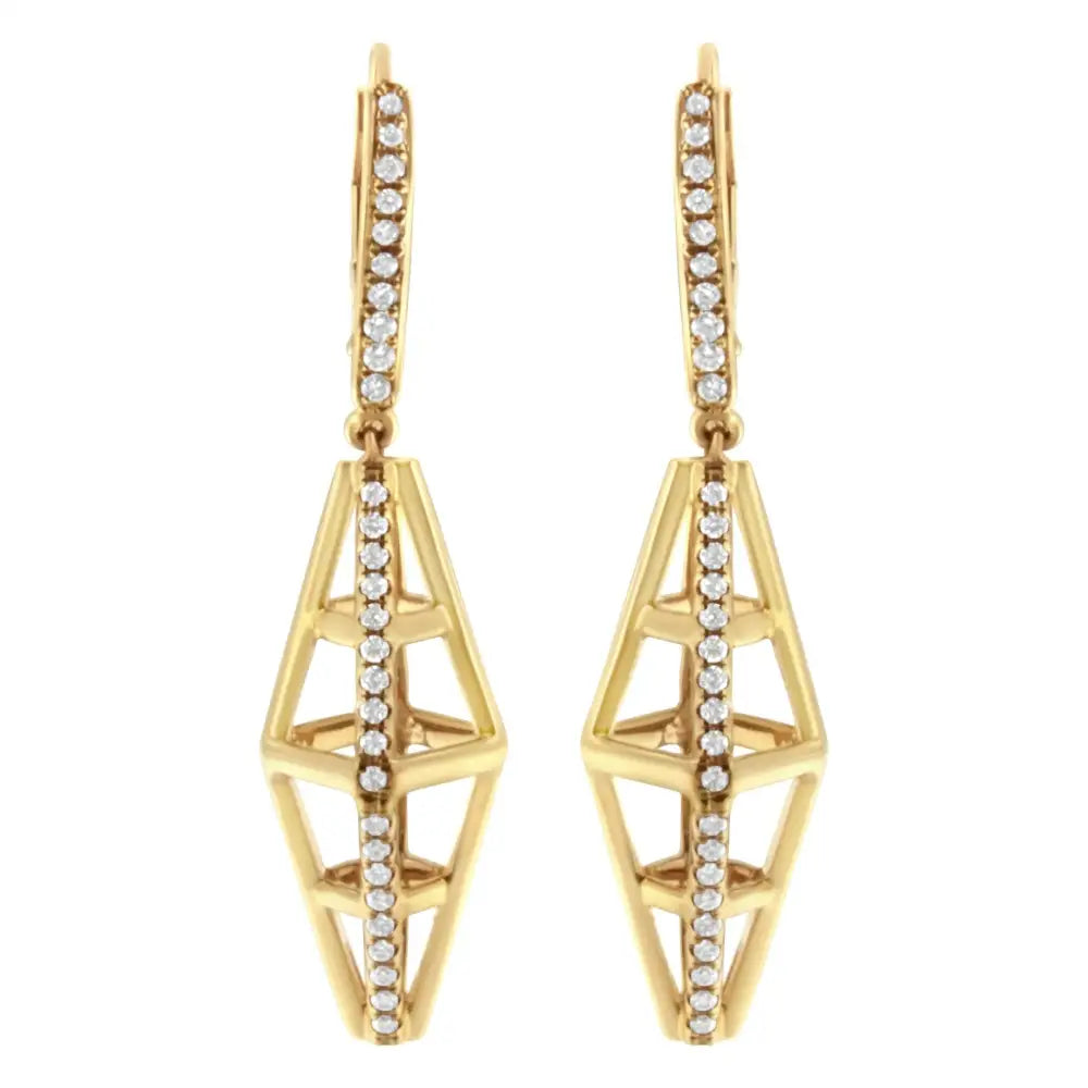 14k Yellow Gold 5/8 Cttw Diamond Geometrical Pillar Drop and Dangle Earrings (g-h Color Si1-si2 Clarity) - Fine Jewelry