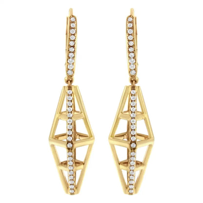 14k Yellow Gold 5/8 Cttw Diamond Geometrical Pillar Drop and Dangle Earrings (g-h Color Si1-si2 Clarity) - Fine Jewelry