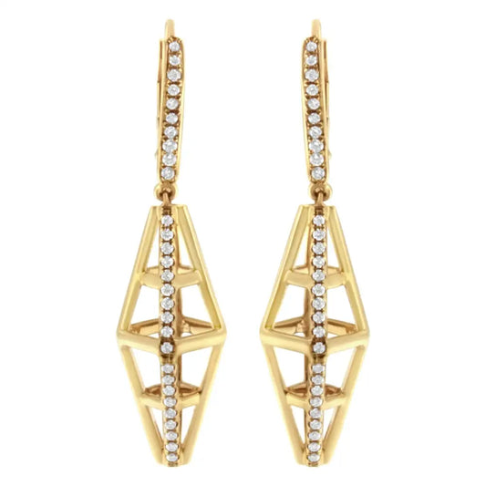 14k Yellow Gold 5/8 Cttw Diamond Geometrical Pillar Drop and Dangle Earrings (g-h Color Si1-si2 Clarity) - Fine Jewelry