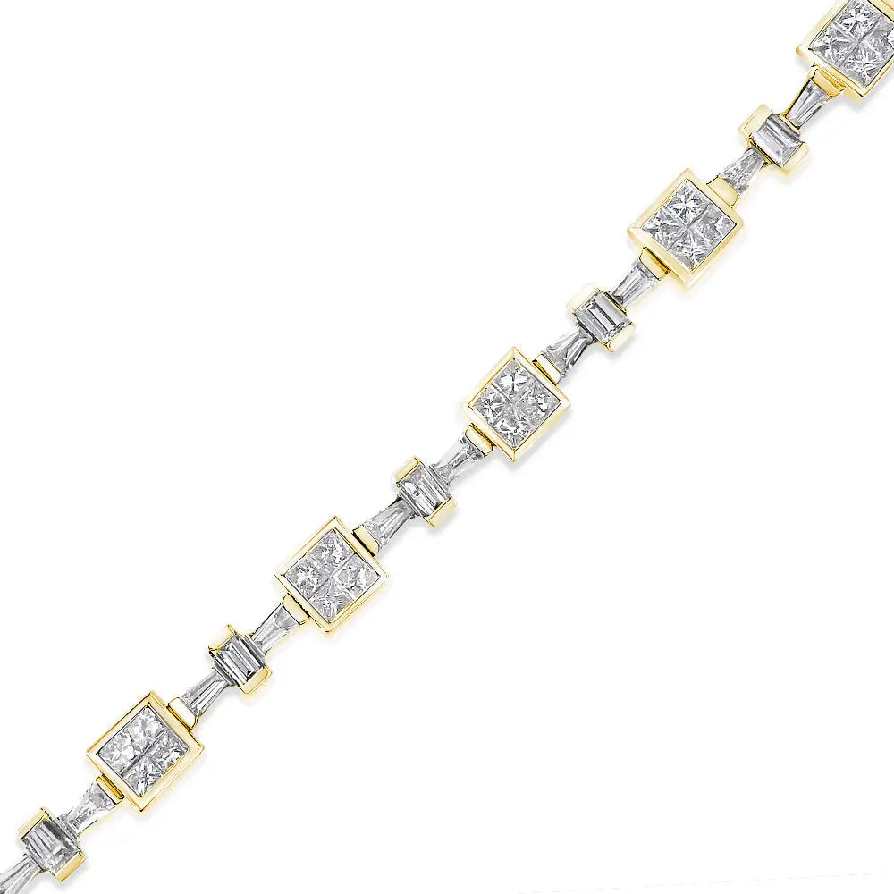 14k Yellow Gold 6 3/4 Cttw Princess and Baguette-cut Diamond Tennis Bracelet (h-i Color Vs2-si1 Clarity) - Size 7