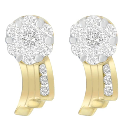 14k Yellow Gold 7/8 Cttw Round Cut Diamond Earrings (i-j Si1-si2) - Fine Jewelry us Direct