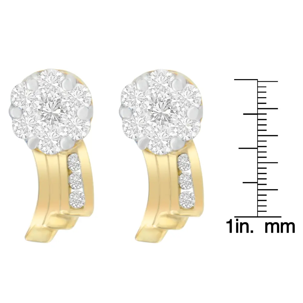 14k Yellow Gold 7/8 Cttw Round Cut Diamond Earrings (i-j Si1-si2) - Fine Jewelry us Direct