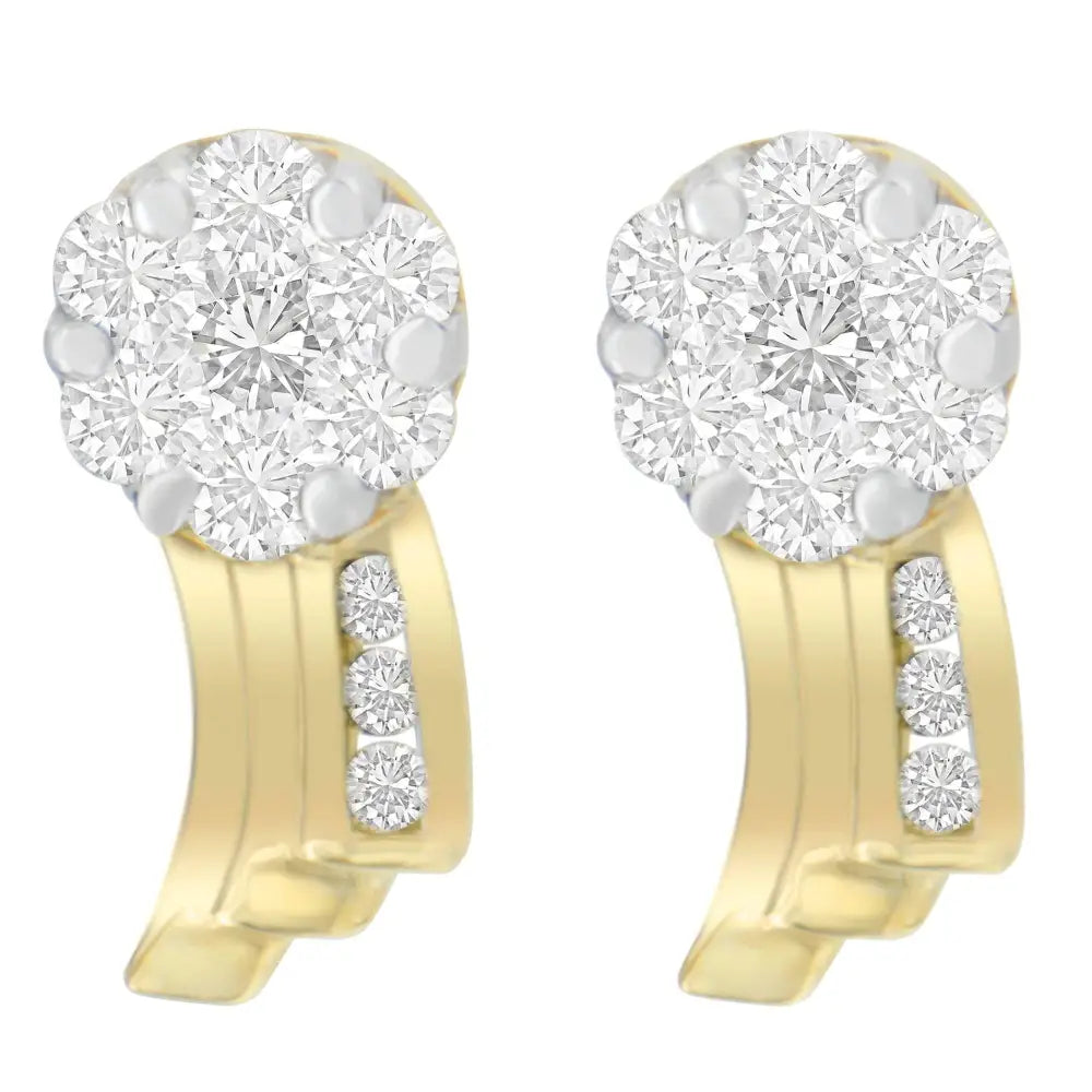 14k Yellow Gold 7/8 Cttw Round Cut Diamond Earrings (i-j Si1-si2) - Fine Jewelry us Direct