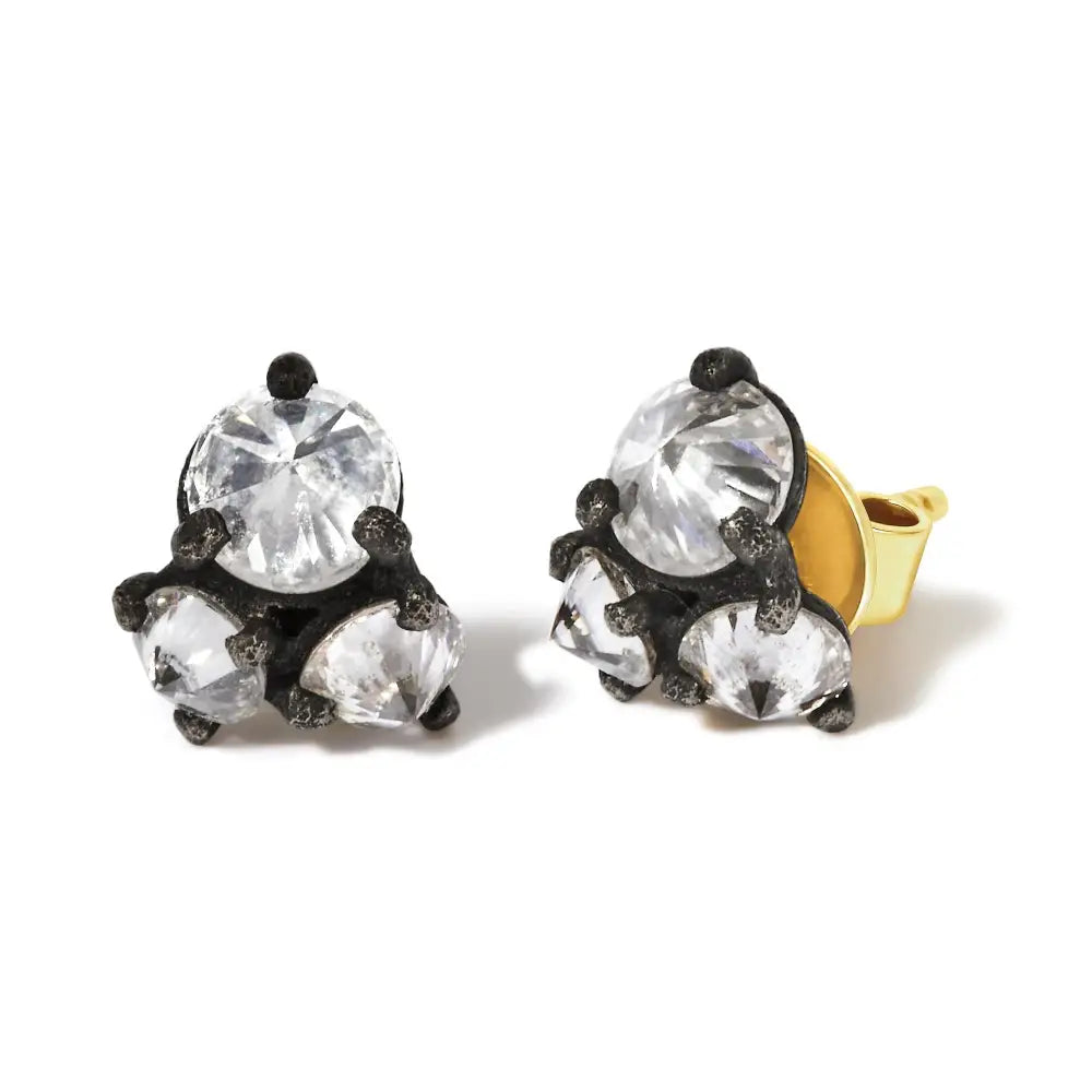 14k Yellow Gold and Black Oxidized Reverse Set 1 1/4 Cttw Diamond Trio Stud Earrings (i-j Color I1-i2 Clarity) - Fine