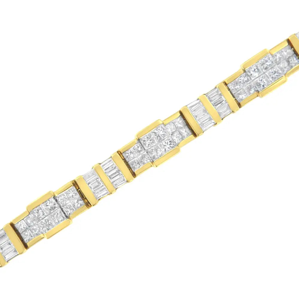 14k Yellow Gold Baguette and Princess-cut Diamond Bracelet (8.30 Cttw H-i Color Si1-si2 Clarity) - Fine Jewelry