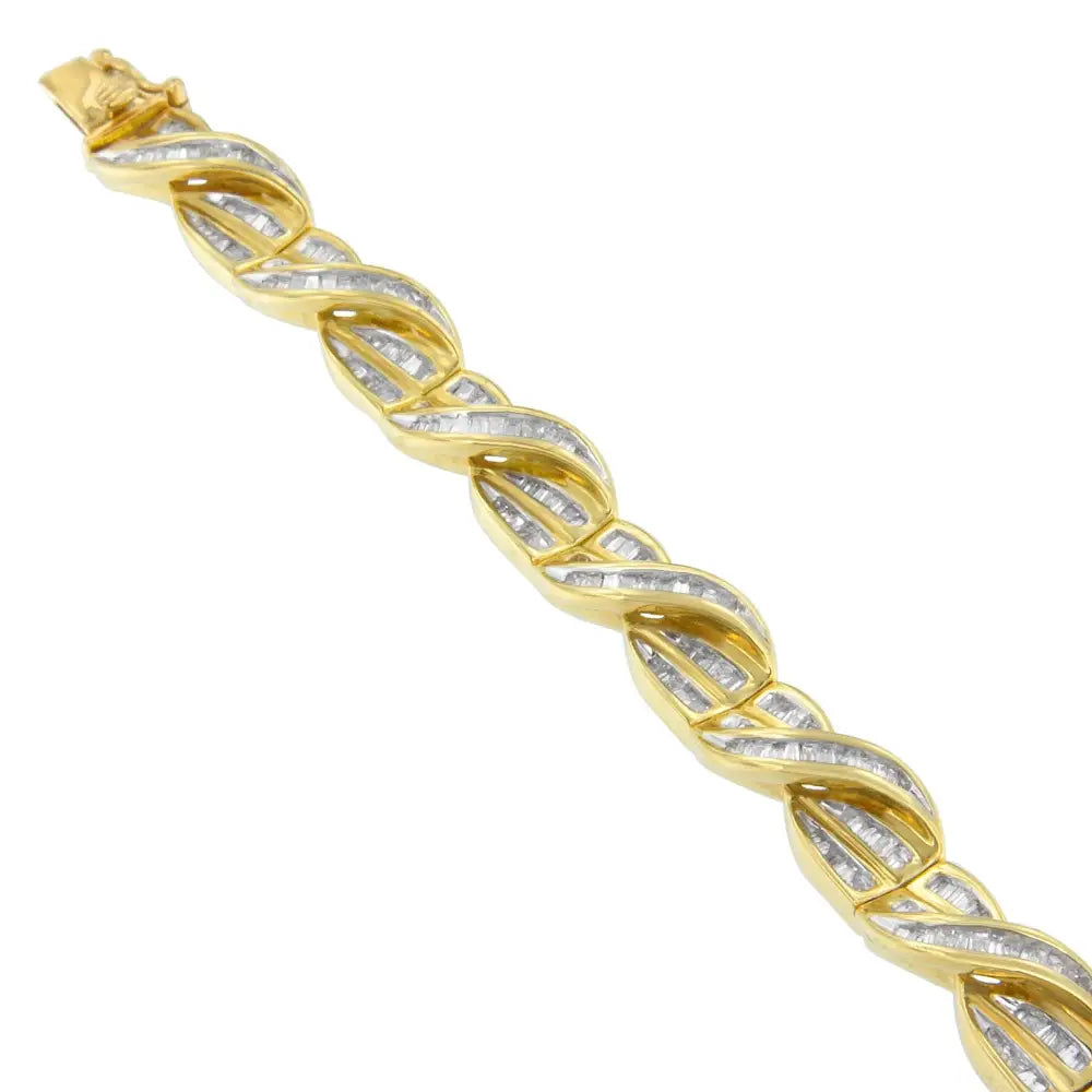 14k Yellow Gold Baguette Cut Diamond Bracelet (3.00 Cttw H-i Color I1-i2 Clarity) - Fine Jewelry us Direct