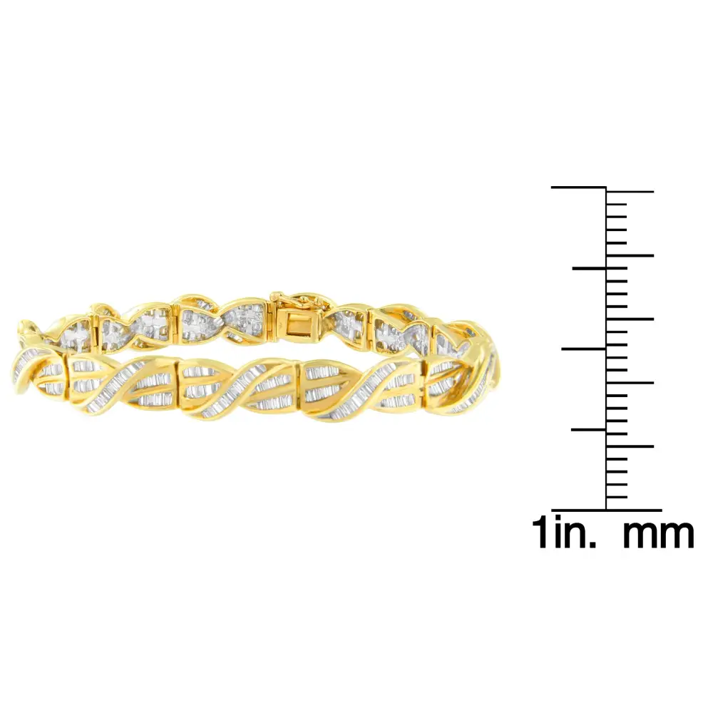 14k Yellow Gold Baguette Cut Diamond Bracelet (3.00 Cttw H-i Color I1-i2 Clarity) - Fine Jewelry us Direct