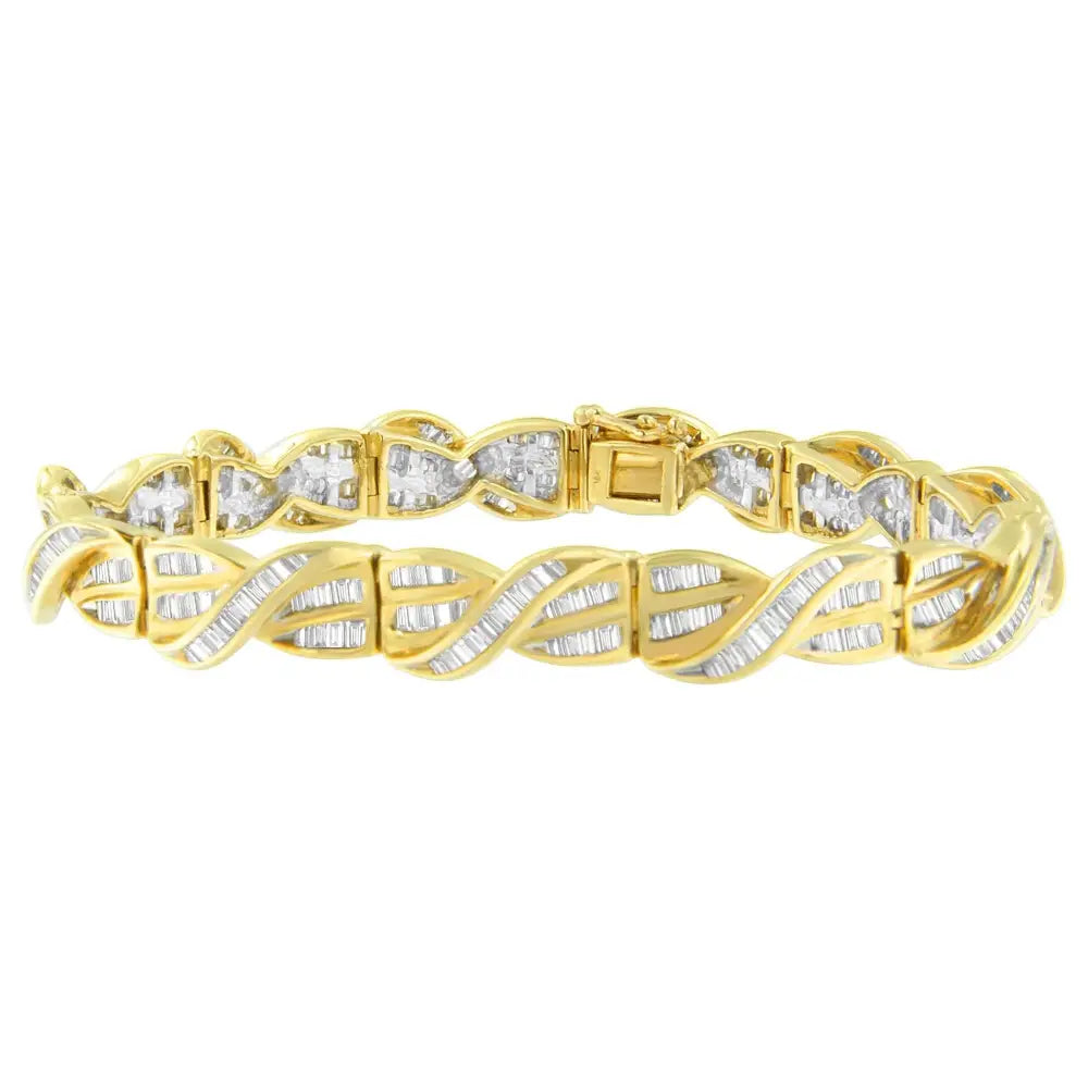 14k Yellow Gold Baguette Cut Diamond Bracelet (3.00 Cttw H-i Color I1-i2 Clarity) - Fine Jewelry us Direct