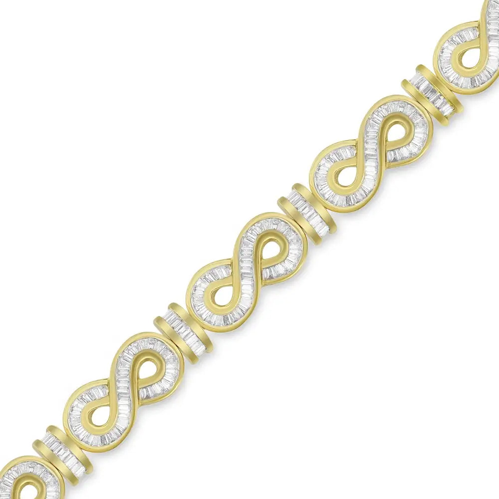 14k Yellow Gold Baguette-cut Diamond Bracelet (4.00 Cttw G-h Color Si1-si2 Clarity) - Fine Jewelry us Direct